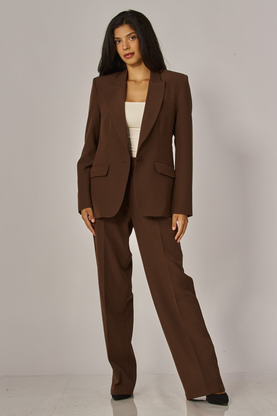 Espresso One Button Boyfriend Blazer - STYLED BY ALX COUTUREBlazers