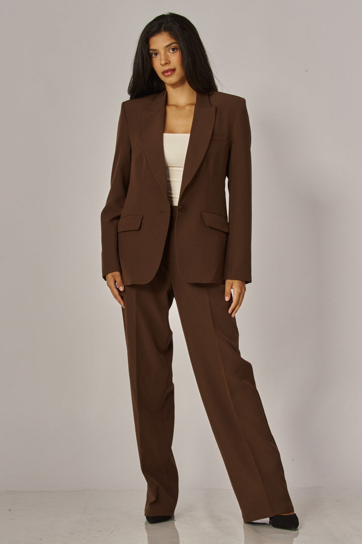 Espresso One Button Boyfriend Blazer - STYLED BY ALX COUTUREBlazers