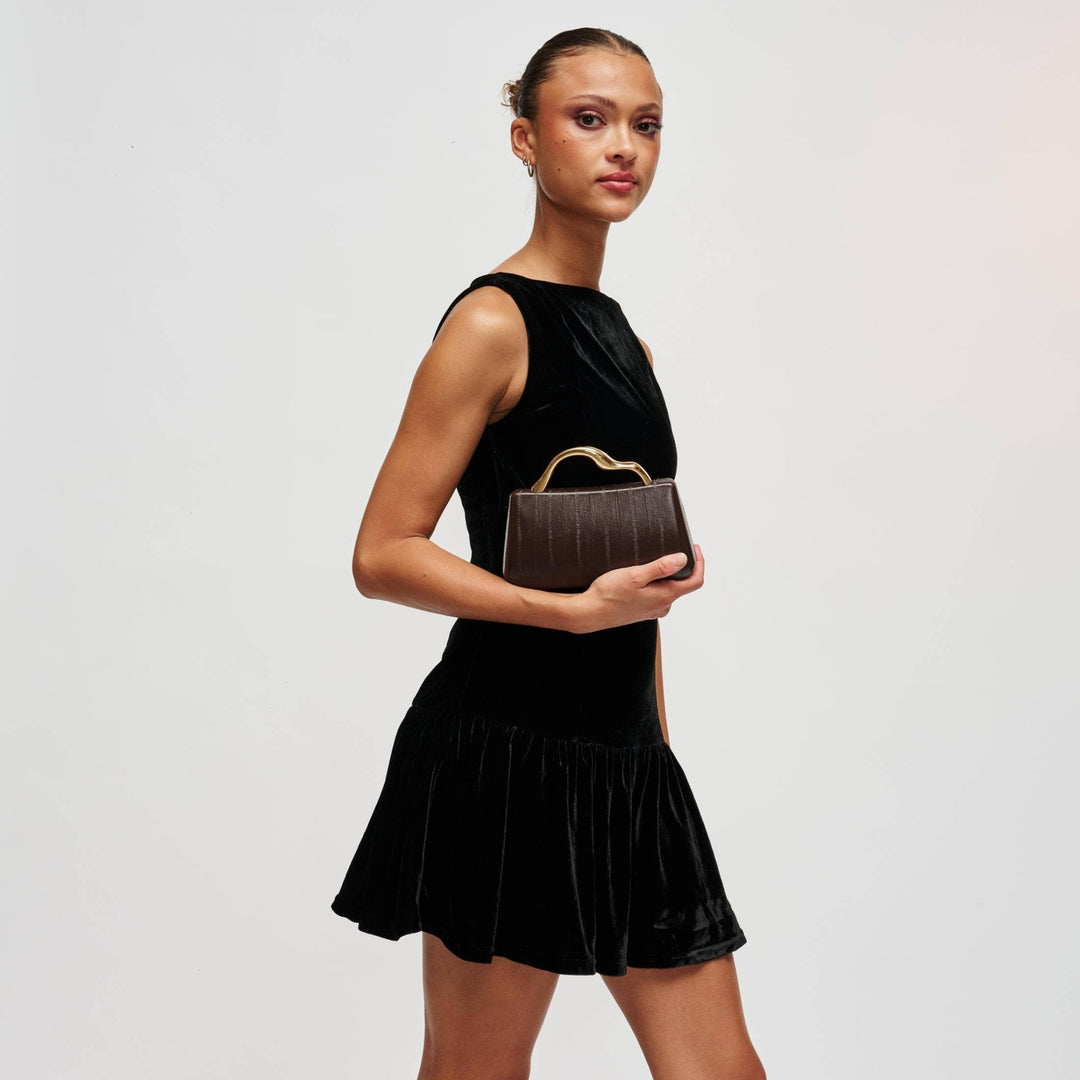 Espresso Sculpted Handle Clutch - STYLED BY ALX COUTUREHandbags