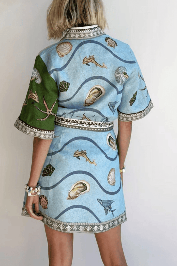 Exclusive Ocean Vibe Halobios Belted Shirt Dress - STYLED BY ALX COUTUREDresses
