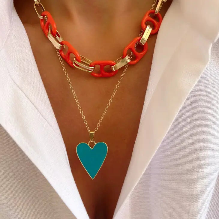 STYLED BY ALX COUTURE MIAMI BOUTIQUE Long Heart Necklace Gold