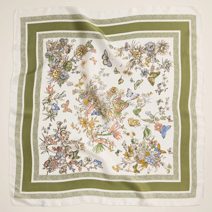 Floral butterfly print square scarf from STYLED BY ALX COUTURE