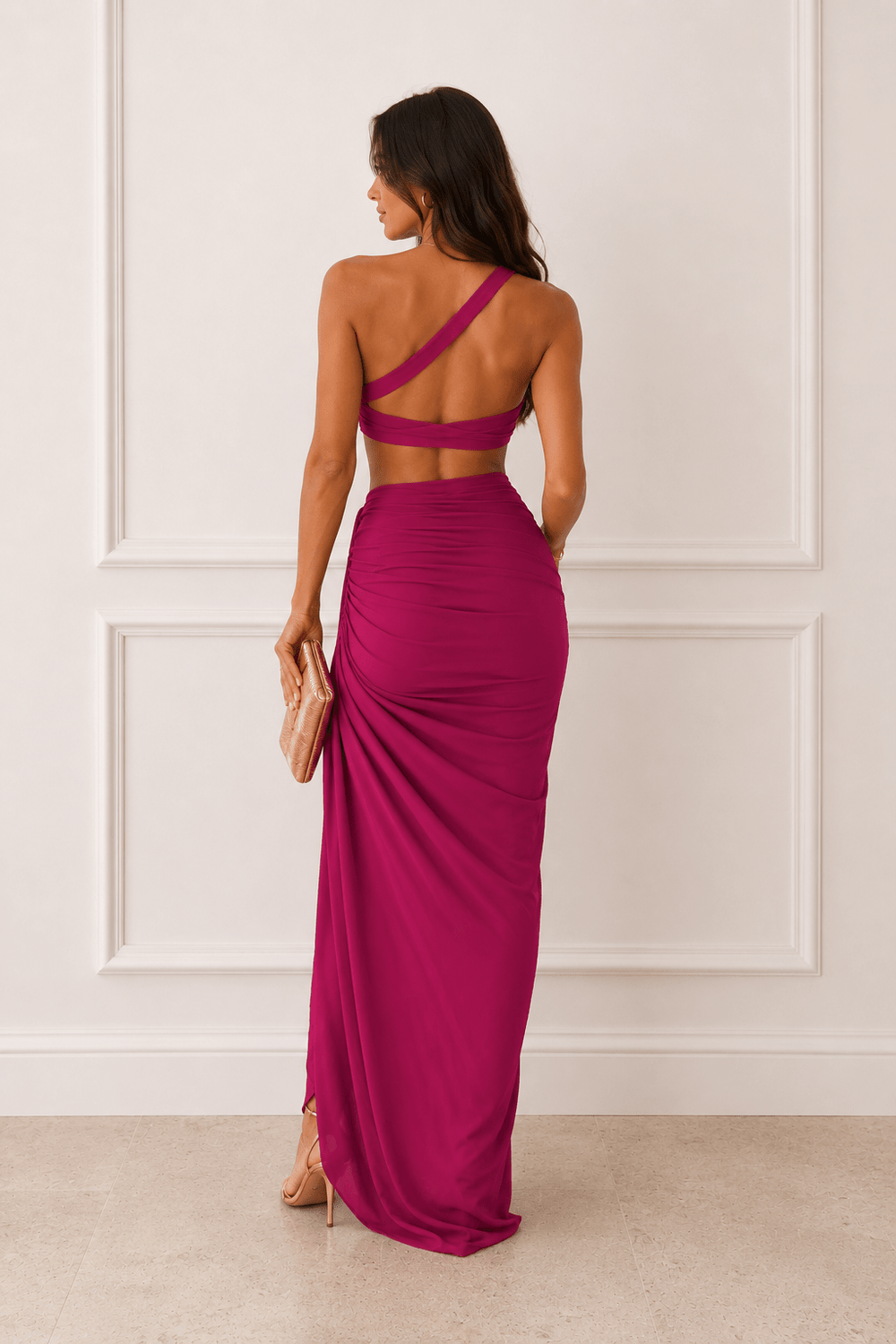 Fuchsia One Shoulder Skirt Set - STYLED BY ALX COUTUREOutfit Sets
