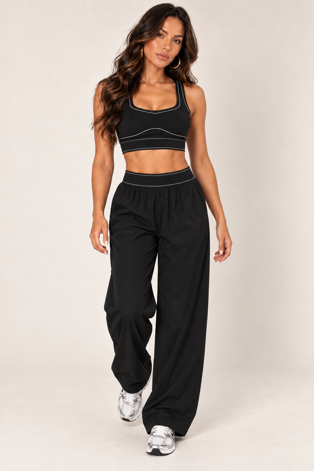 Black track pants — track full walking; coordinating pieces sold separately
