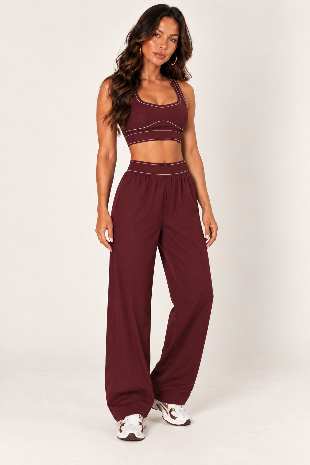 Glowy burgundy sports bra — bra three quarter