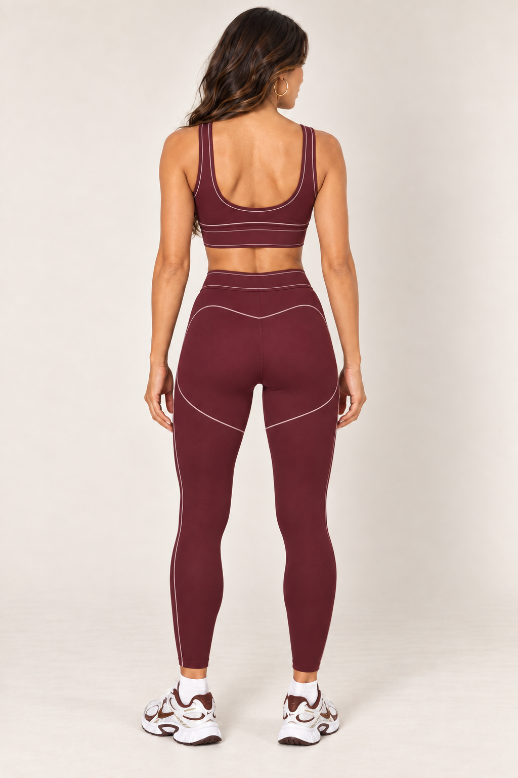 Glowy burgundy leggings — leggings full back