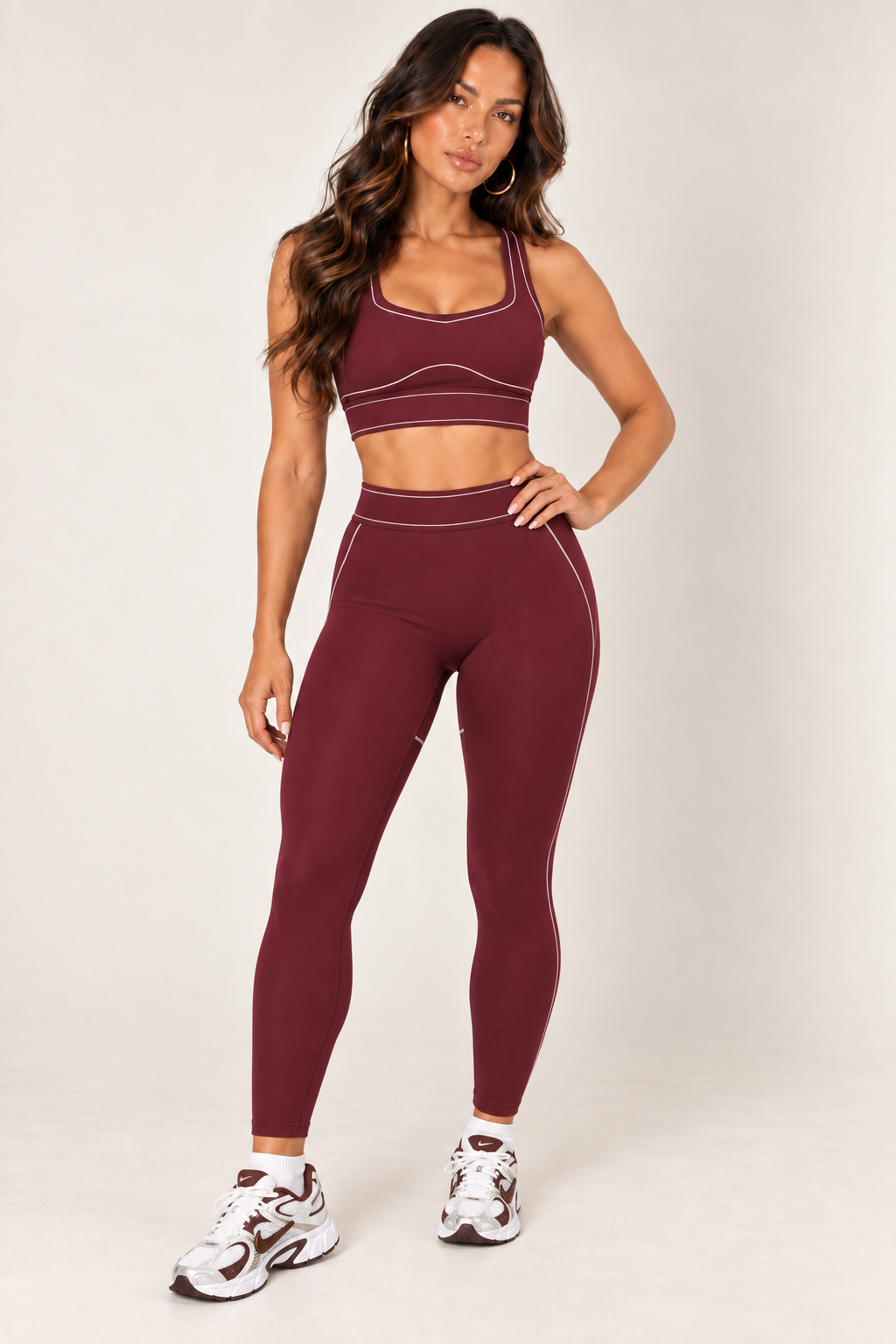 Glowy burgundy leggings — leggings full three quarter