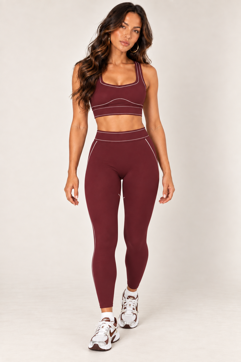 Glowy burgundy leggings — leggings full walking