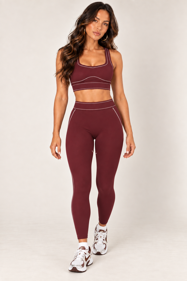 Glowy burgundy leggings — leggings full walking