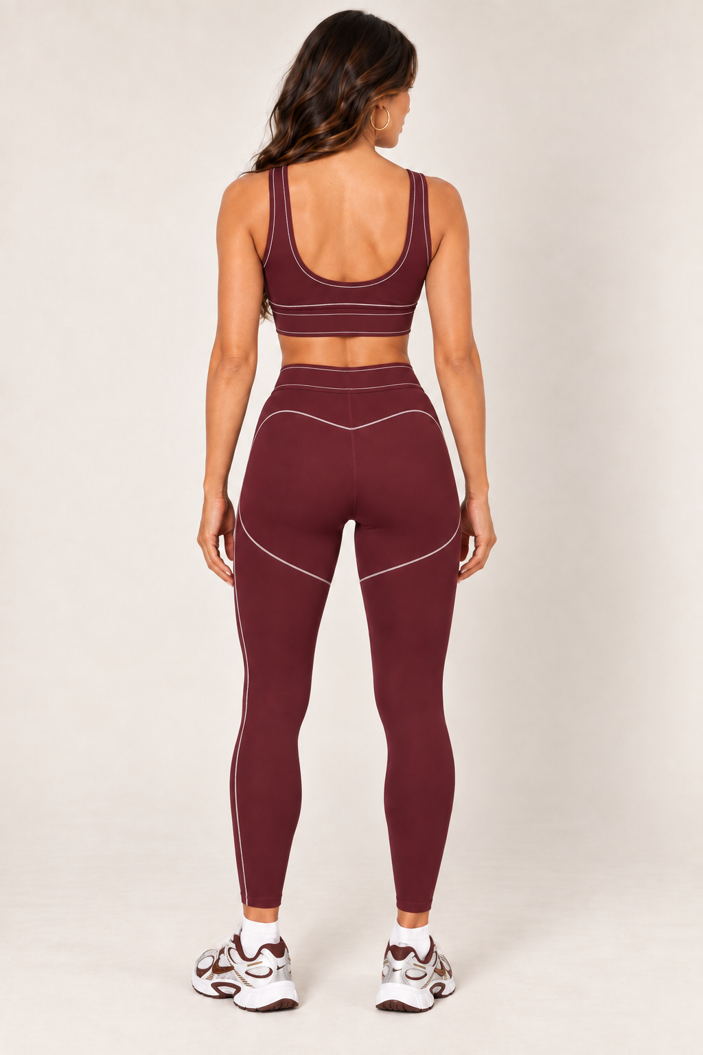 Glowy burgundy leggings — leggings back crop