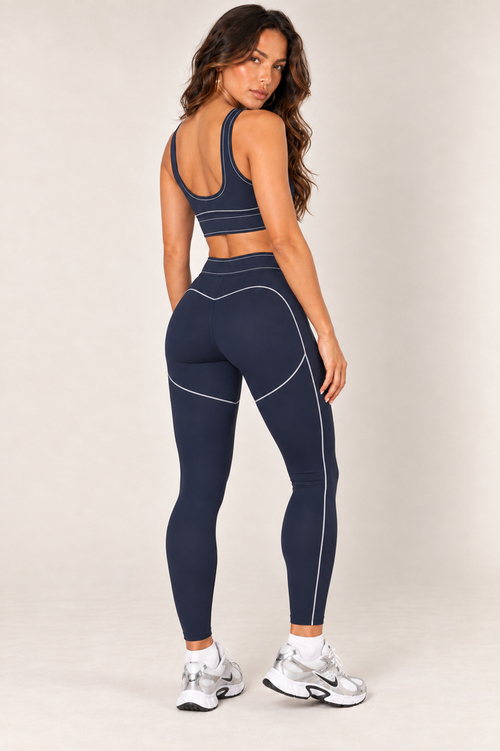 Navy leggings — leggings full rear three quarter; coordinating pieces sold separately