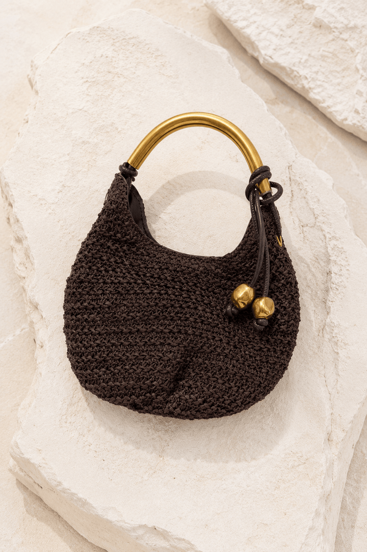 Gold Handle Brown Woven Mini Bag - STYLED BY ALX COUTUREhandbags