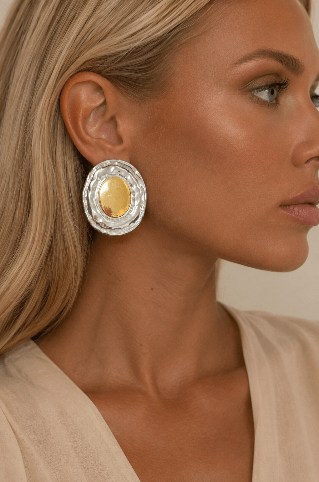 Gold &amp; Silver Oval Earrings - STYLED BY ALX COUTUREJewelry