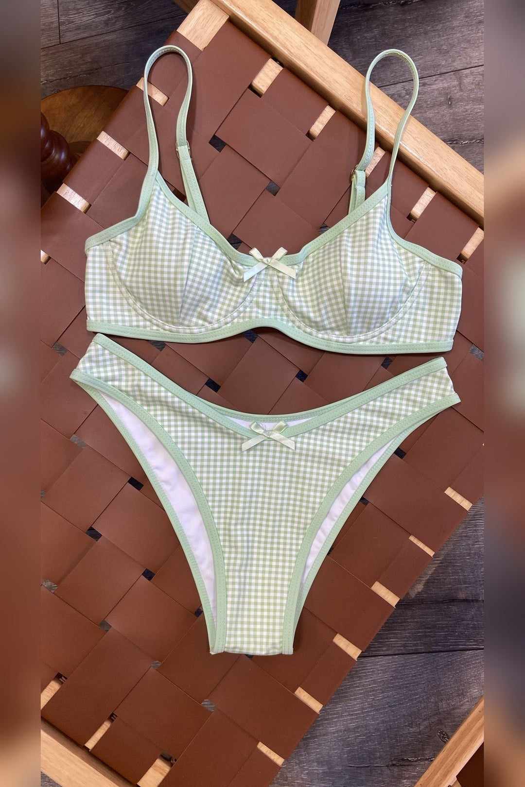 Green Checkered Bikini Set - STYLED BY ALX COUTURESwimwear