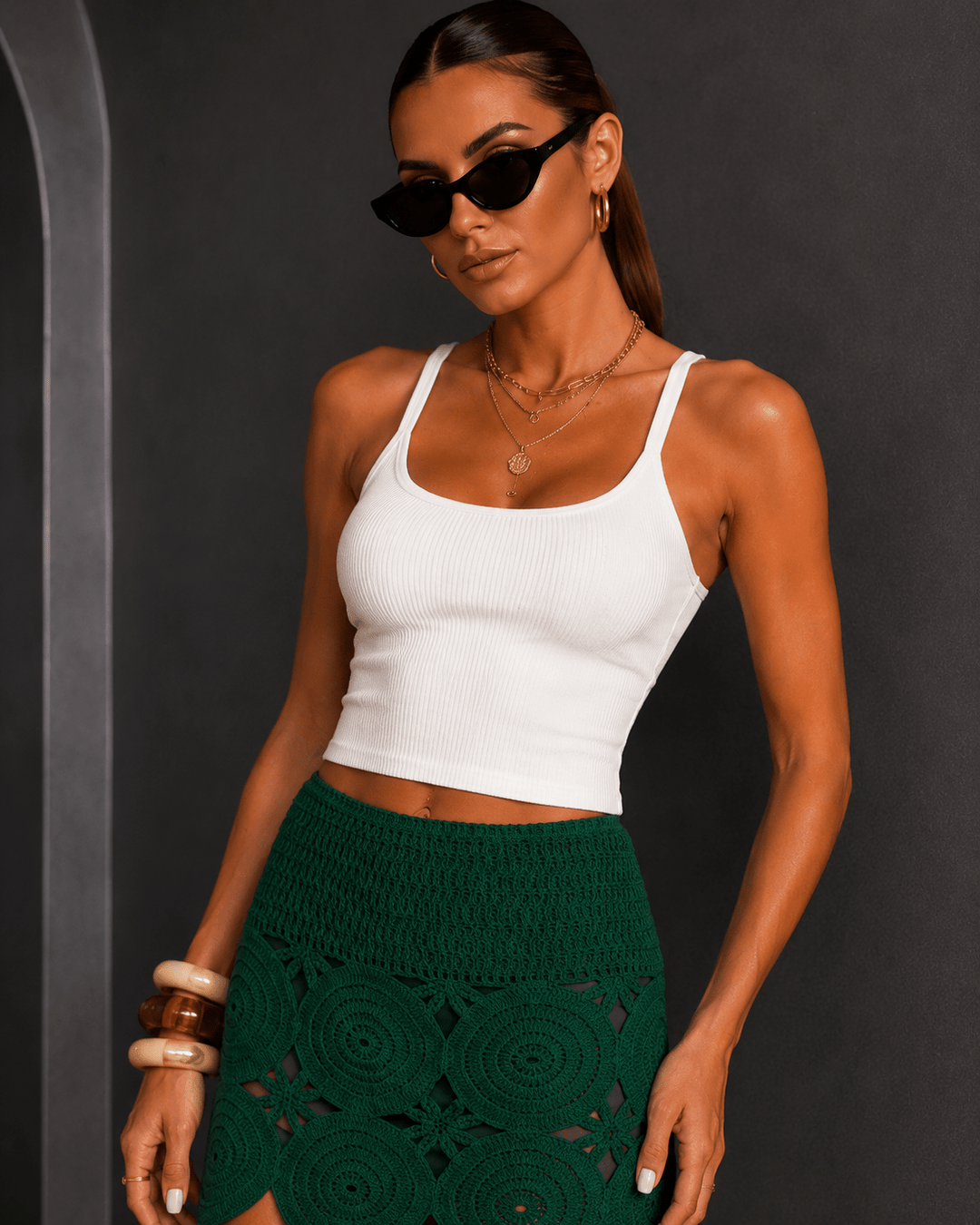Green Resort Summer Crochet Mini Skirt - STYLED BY ALX COUTURESKIRTS