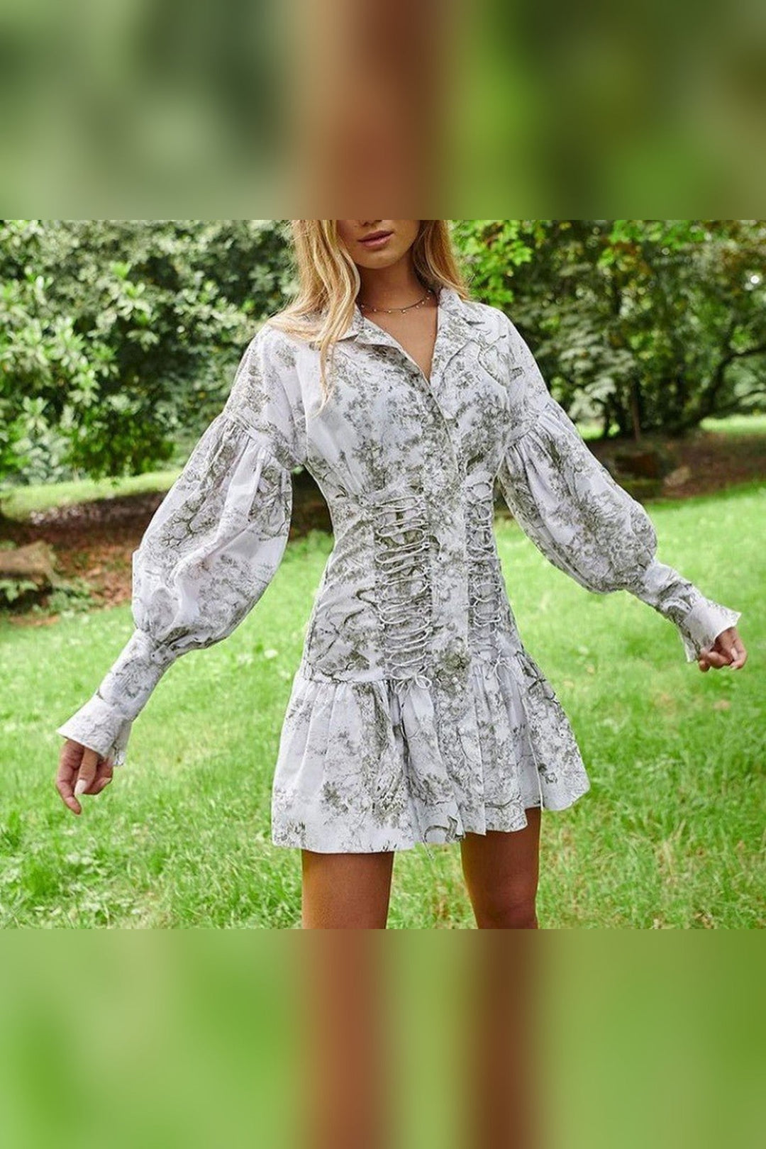 Green White Corset Mini Dress - STYLED BY ALX COUTUREDresses