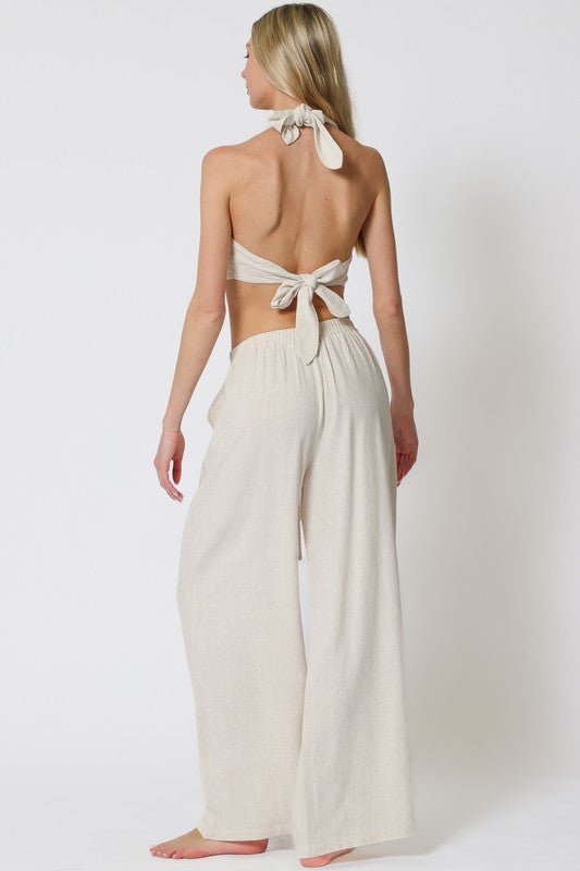 Halter Backless Top And Long Pants Set - STYLED BY ALX COUTUREOutfit Sets