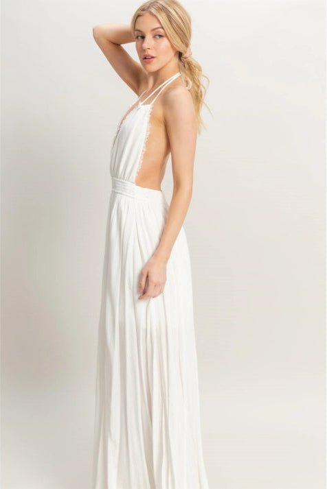 Halterneck Fitted Waist Flowy Maxi Dress STYLED BY ALX COUTURE Halterneck Fitted Waist Flowy Maxi Dress STYLED BY ALX COUTURE