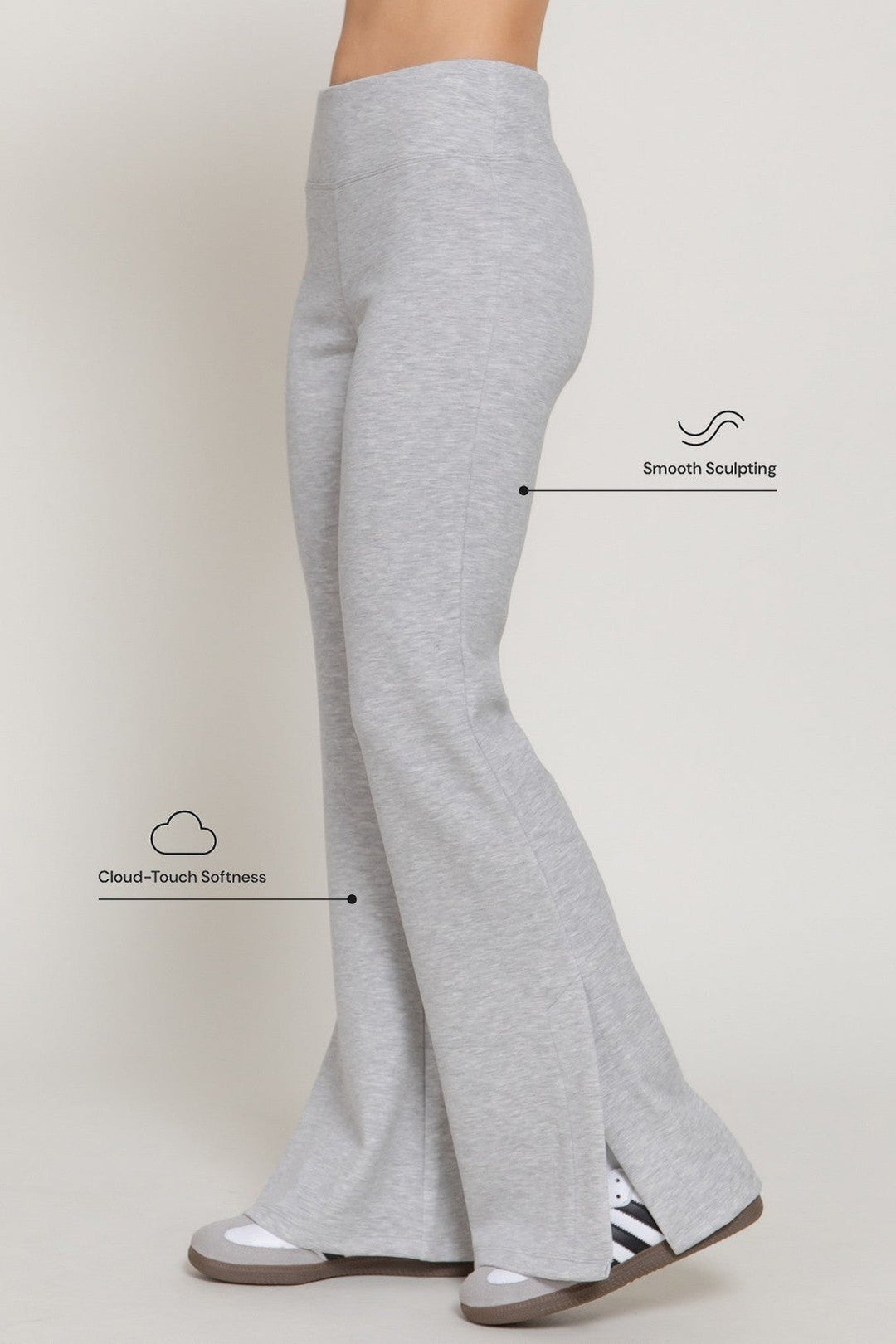 Heather Grey Flare Slit Hem Soft Scuba Pants - STYLED BY ALX COUTUREPants