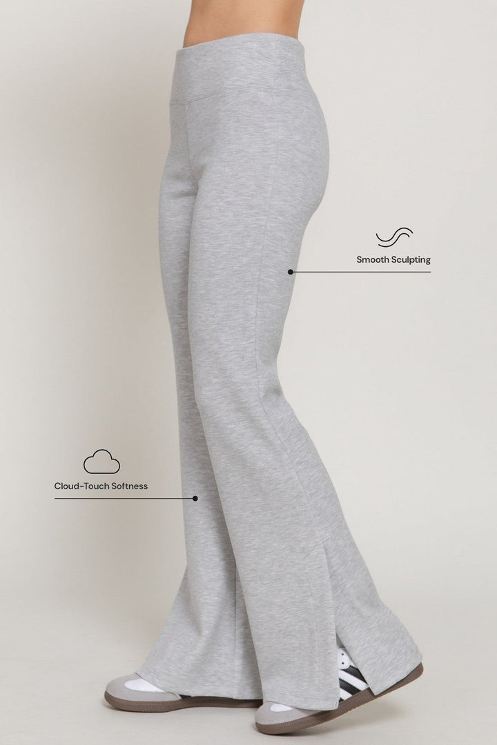Heather Grey Flare Slit Hem Soft Scuba Pants - STYLED BY ALX COUTUREPants