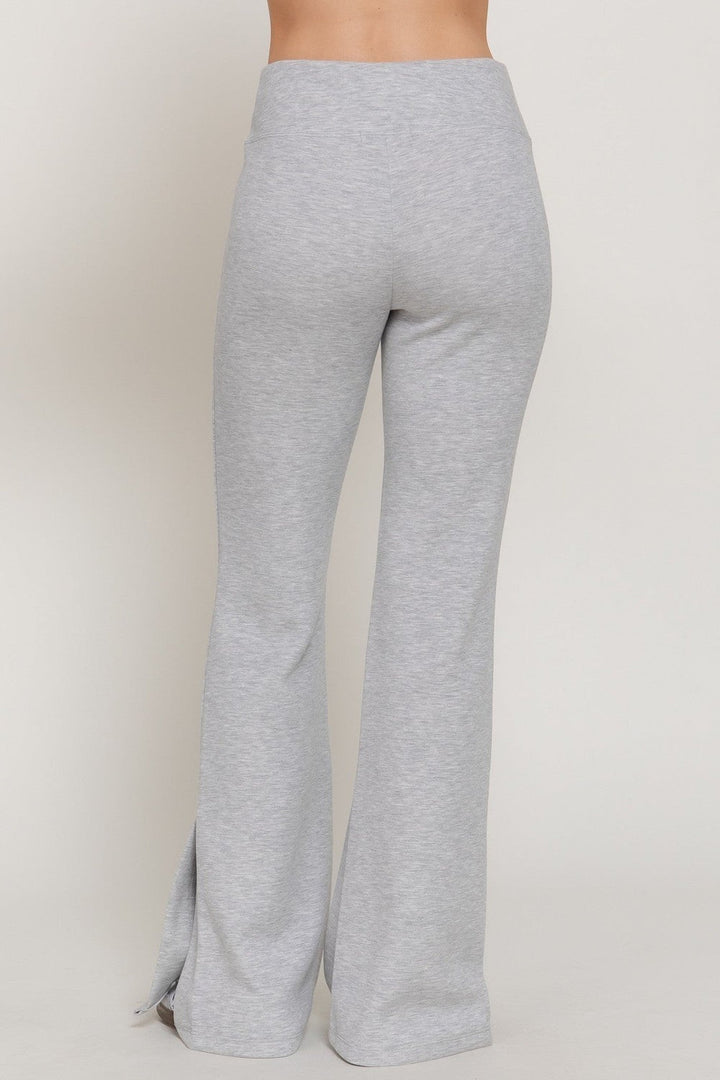 Heather Grey Flare Slit Hem Soft Scuba Pants - STYLED BY ALX COUTUREPants