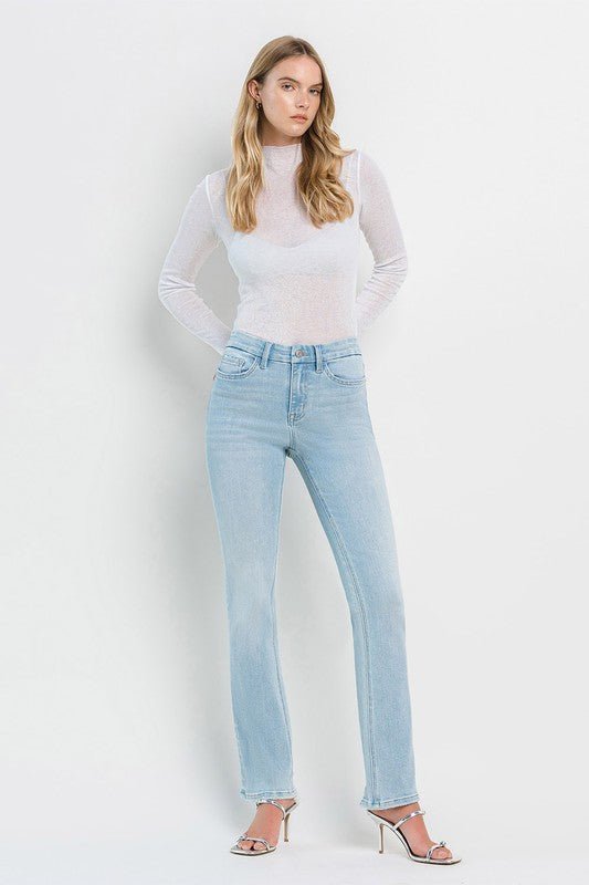High Rise Uneven Raw Hem Bootcut Jeans - STYLED BY ALX COUTUREJEANS