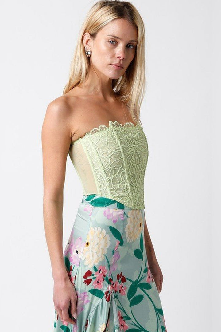 Honeydew Green Strapless Corset Top - STYLED BY ALX COUTUREShirts &amp; Tops