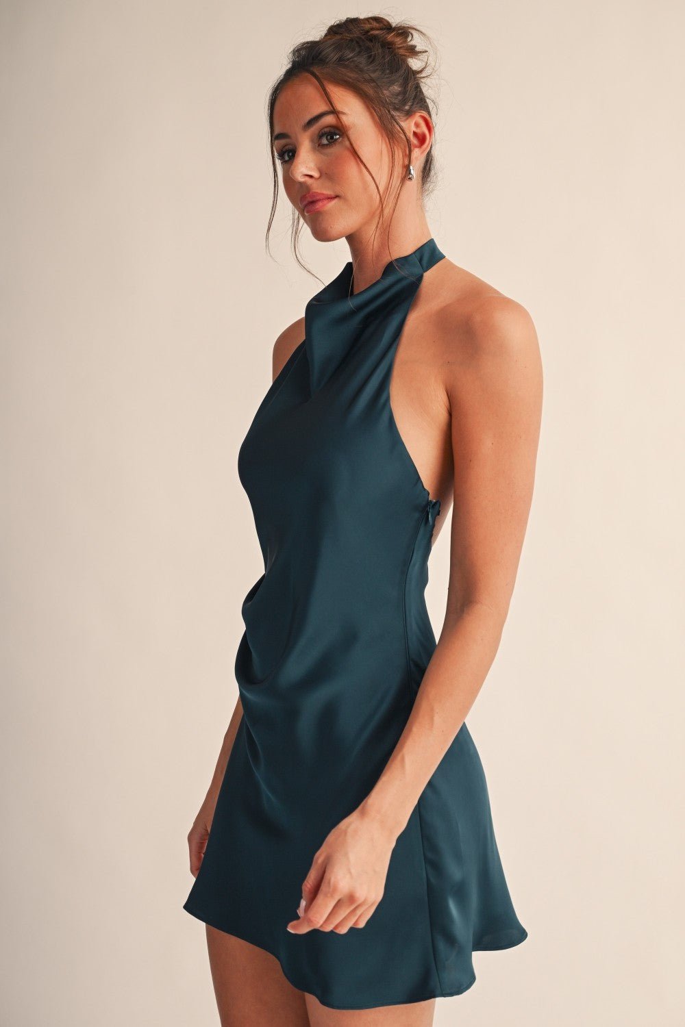 Hunter Green Drape Halter Dress - STYLED BY ALX COUTUREDresses