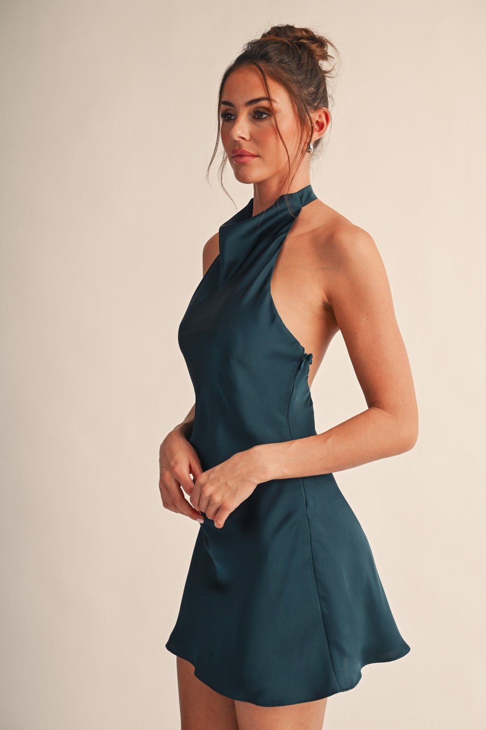 Hunter Green Drape Halter Dress - STYLED BY ALX COUTUREDresses