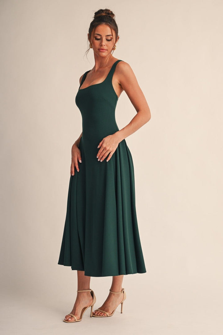 Hunter Green Lyra Muse Midi Dress - STYLED BY ALX COUTUREDresses
