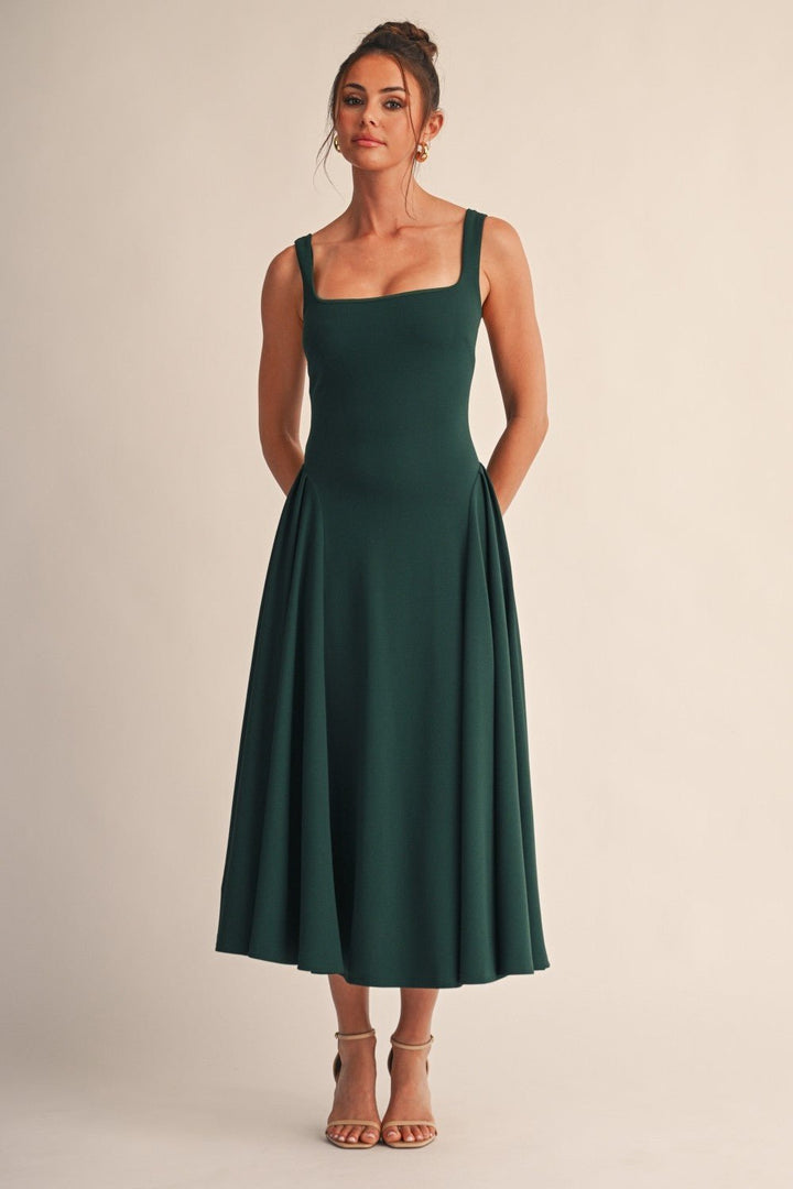Hunter Green Lyra Muse Midi Dress - STYLED BY ALX COUTUREDresses