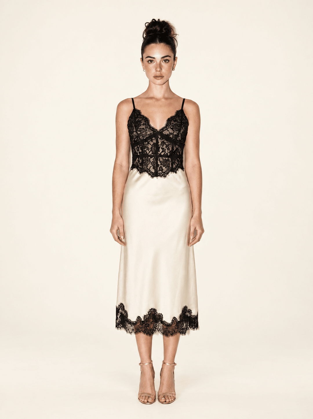 Ivory Black Lace Midi Dress - STYLED BY ALX COUTUREDresses