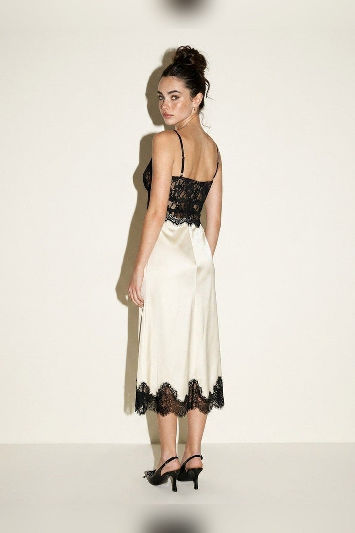 Ivory Black Lace Midi Dress - STYLED BY ALX COUTUREDresses