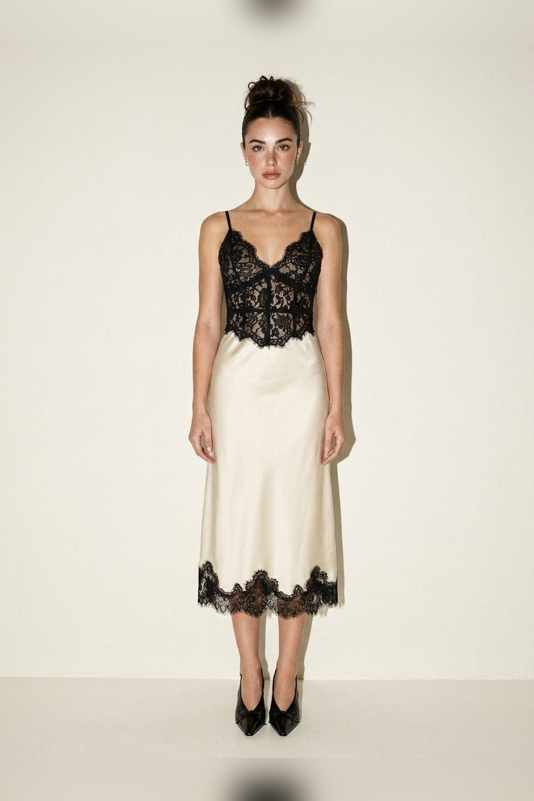 Ivory Black Lace Midi Dress - STYLED BY ALX COUTUREDresses