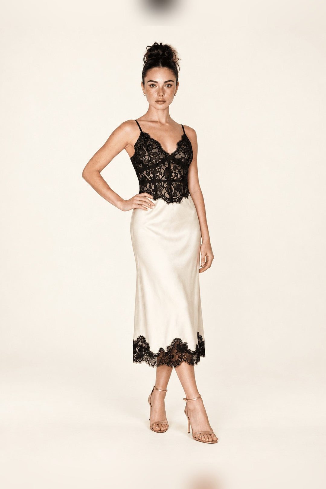 Ivory Black Lace Midi Dress - STYLED BY ALX COUTUREDresses