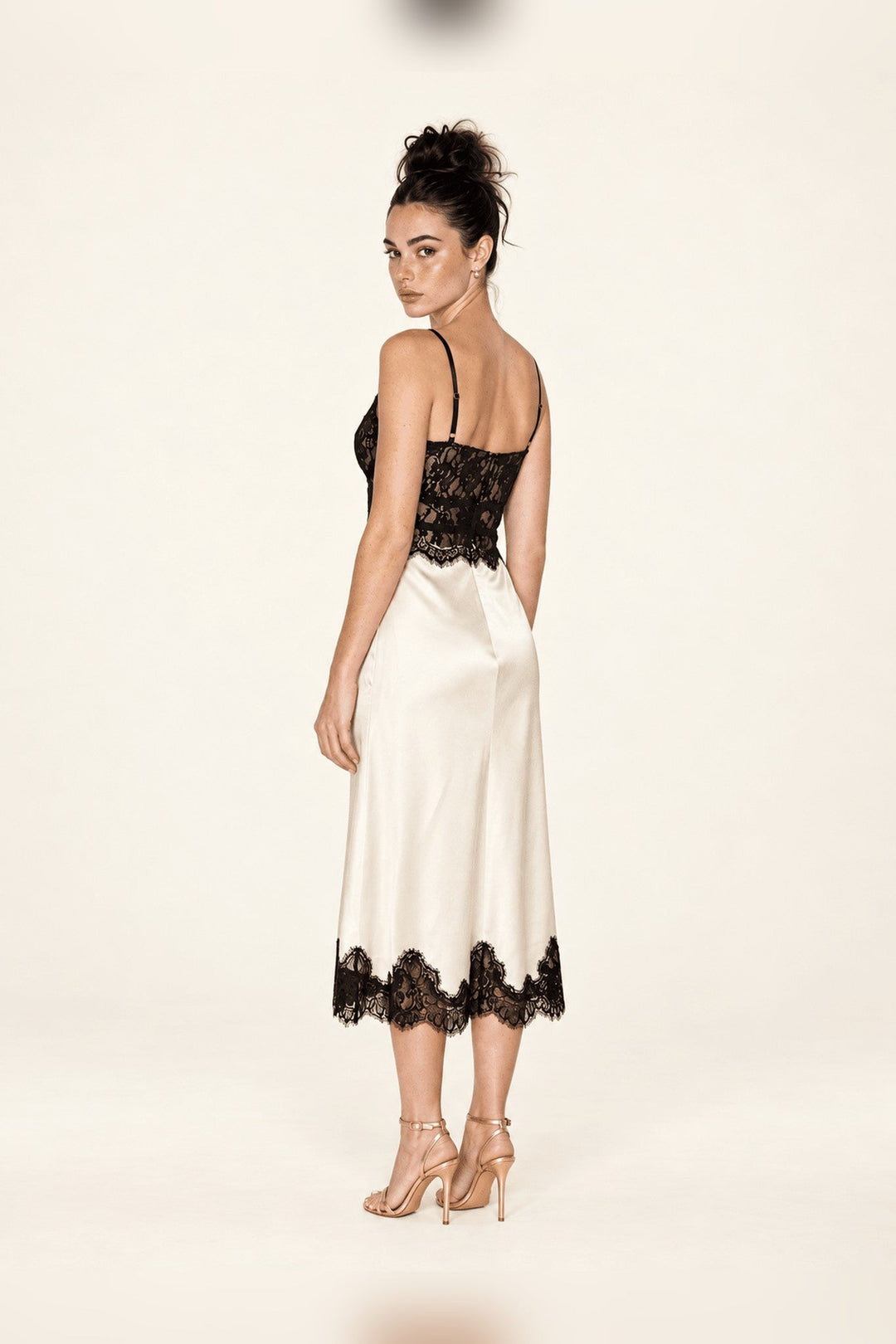 Ivory Black Lace Midi Dress - STYLED BY ALX COUTUREDresses