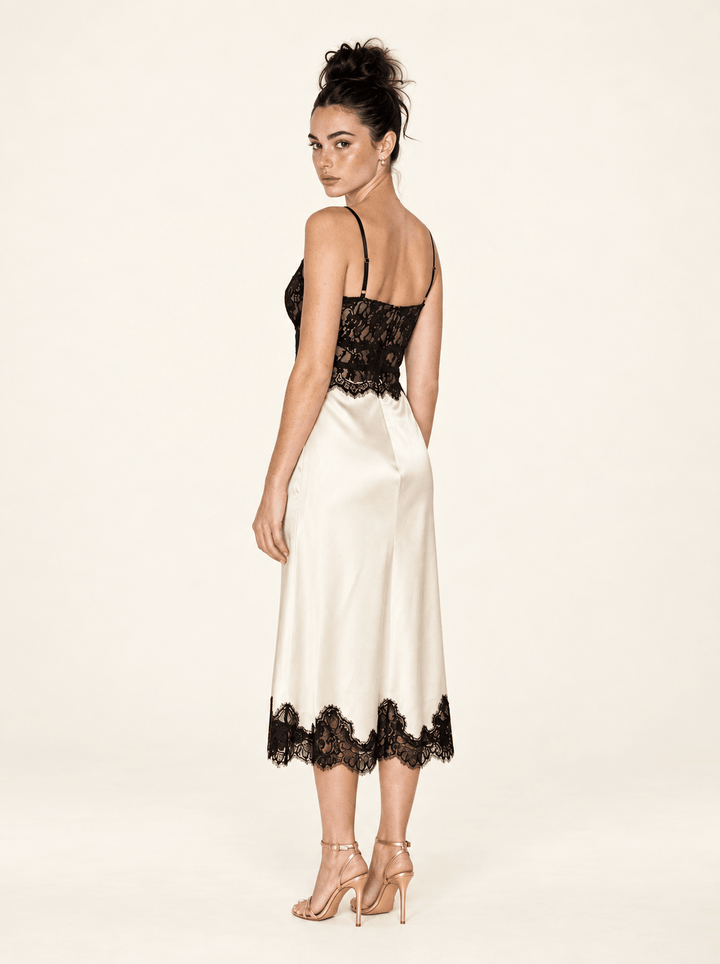 Ivory Black Lace Midi Dress - STYLED BY ALX COUTUREDresses
