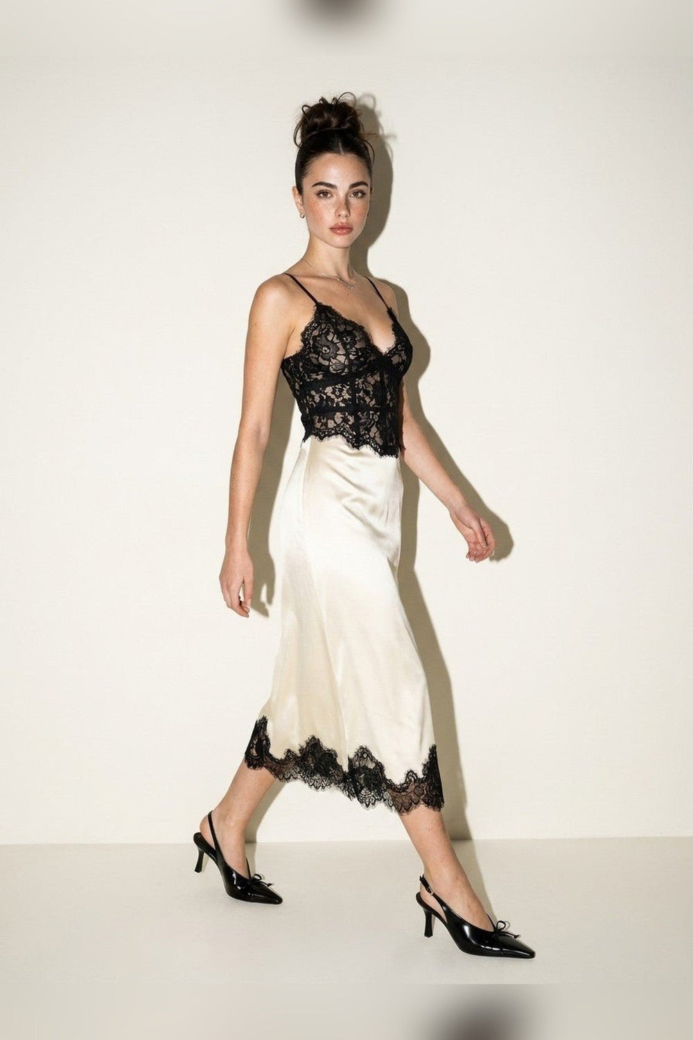 Ivory Black Lace Midi Dress - STYLED BY ALX COUTUREDresses