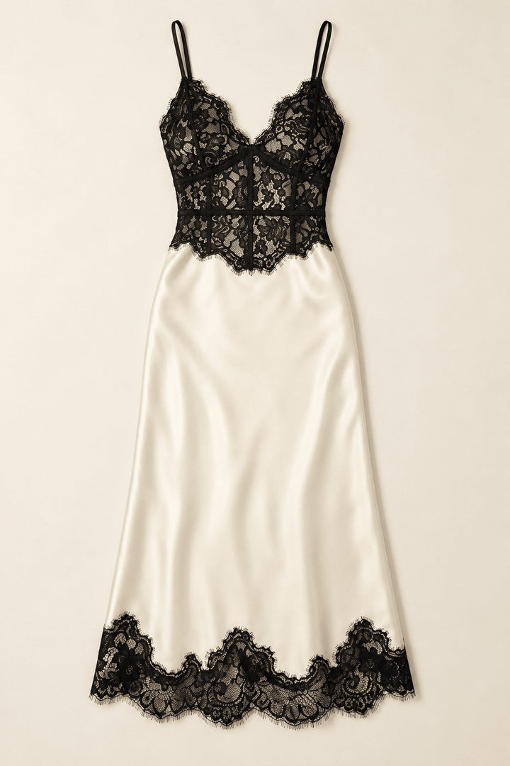 Ivory Black Lace Midi Dress - STYLED BY ALX COUTUREDresses