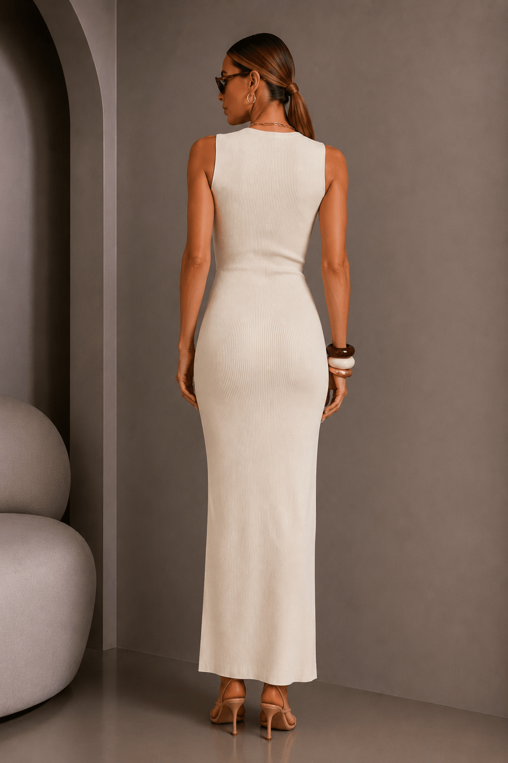 Ivory Bodycon Cutout Midi Dress - STYLED BY ALX COUTUREDresses