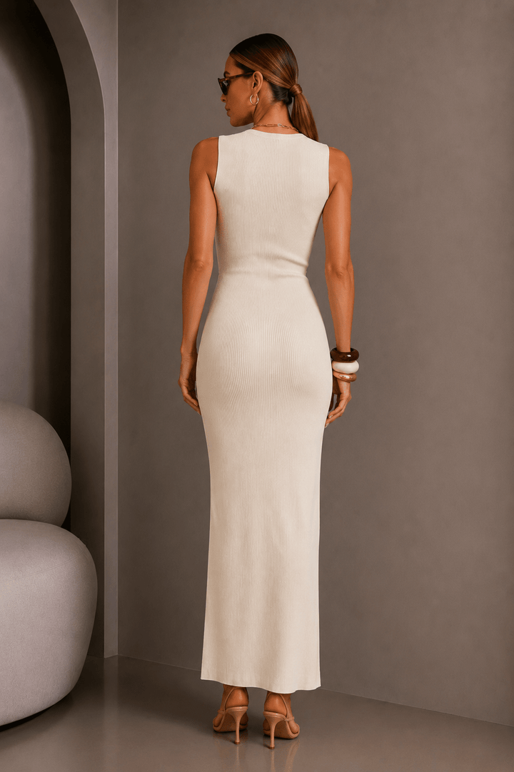 Ivory Bodycon Cutout Midi Dress - STYLED BY ALX COUTUREDresses