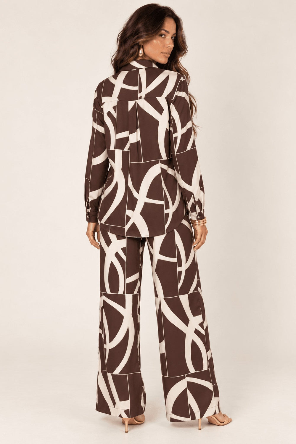Ivory Brown Two-Tone Abstract Pant Set - STYLED BY ALX COUTUREOutfit Sets