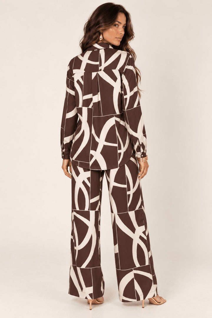 Ivory Brown Two-Tone Abstract Pant Set - STYLED BY ALX COUTUREOutfit Sets