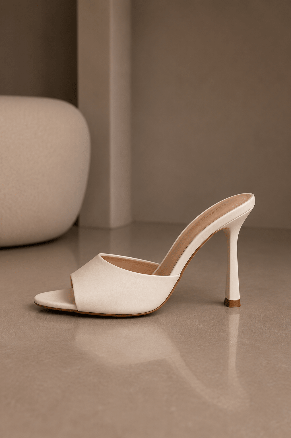 Ivory Open Point Toe Mule Heels - STYLED BY ALX COUTURESHOES