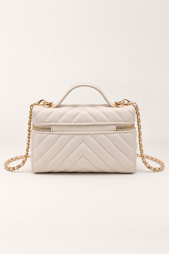Ivory Sella Chevron Quilted Crossbody - STYLED BY ALX COUTUREHandbags