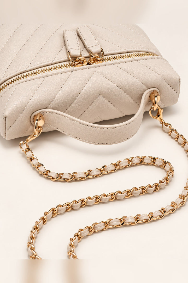 Ivory Sella Chevron Quilted Crossbody - STYLED BY ALX COUTUREHandbags
