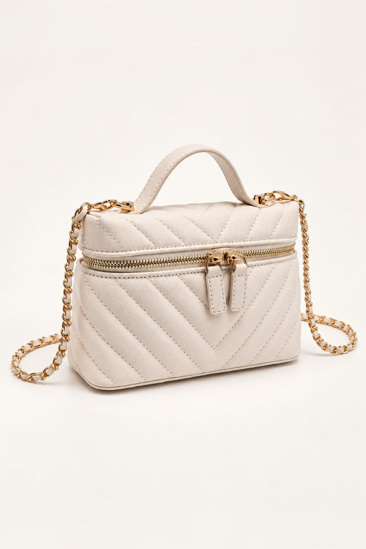 Ivory Sella Chevron Quilted Crossbody - STYLED BY ALX COUTUREHandbags