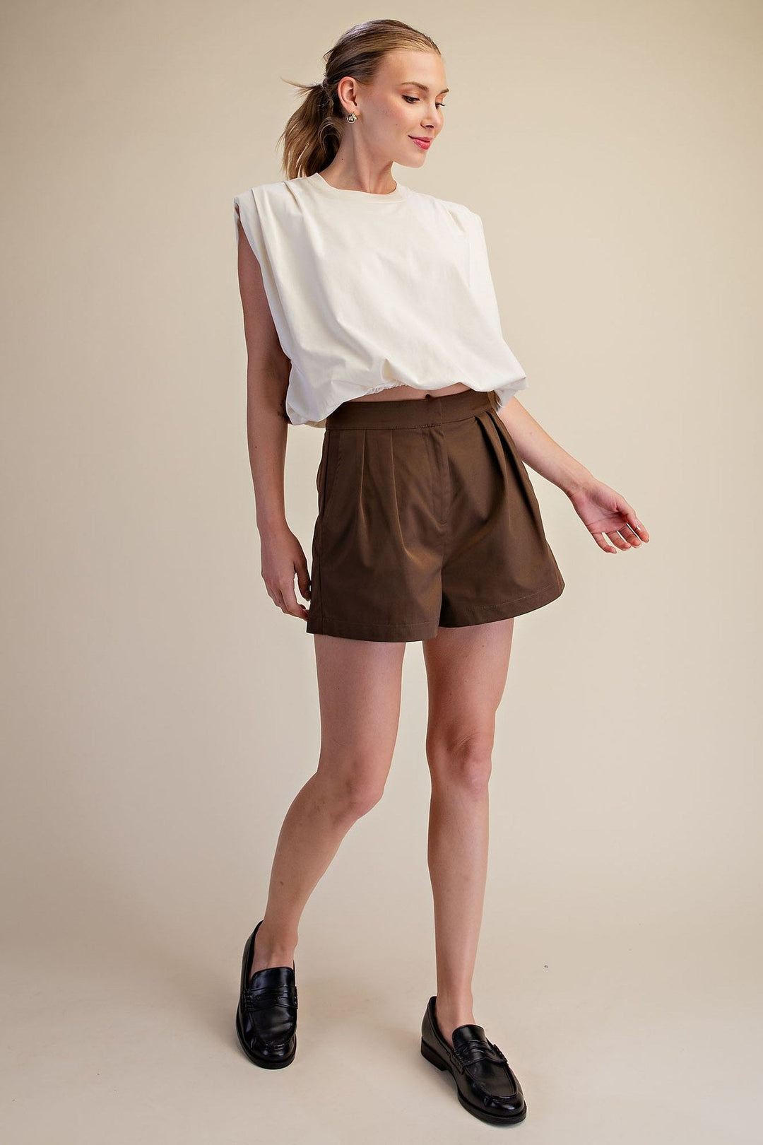 Ivory Shoulder Pad Balloon Crop Top - STYLED BY ALX COUTURETops
