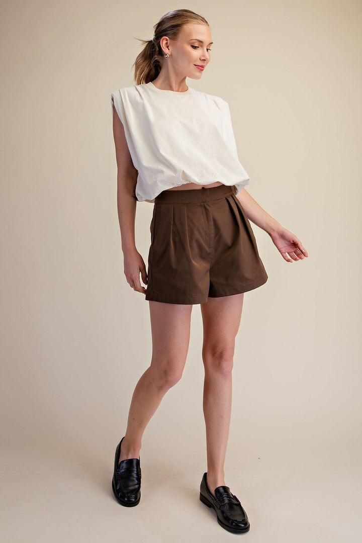 Ivory Shoulder Pad Balloon Crop Top - STYLED BY ALX COUTURETops