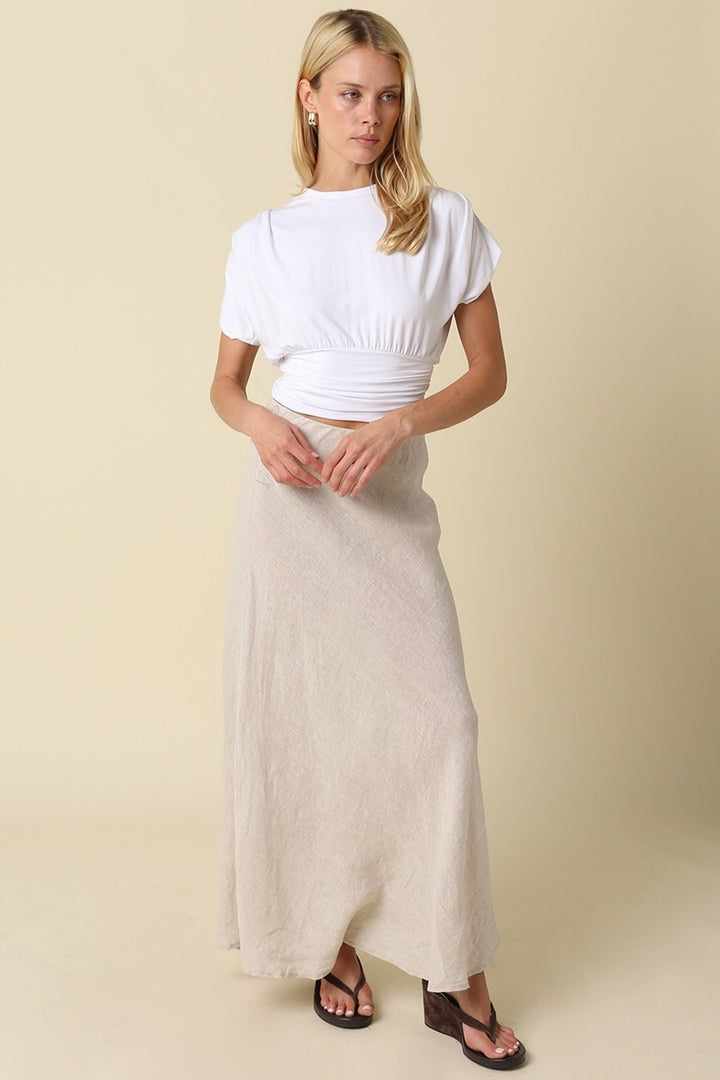 Ivory Sophie ribbed tee, side view